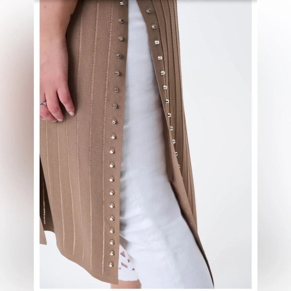 JOSEPH RIBKOFF cardigan in tan 
Luxury medium duster longline tiger eye… - Picture 4 of 6
